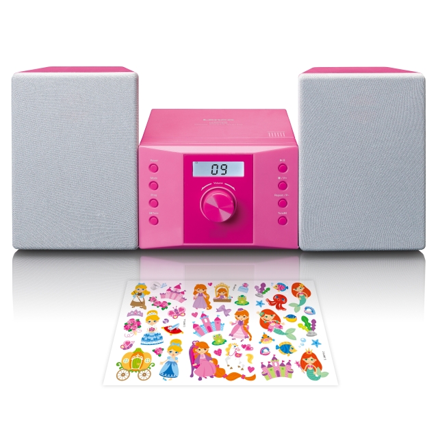 Lenco Micro set with CD FM radio AUX-IN stickers Pink