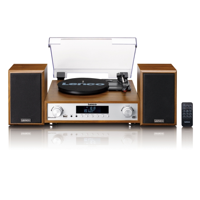 Lenco HiFi Stereo system with Record Player, DAB+/FM radio, and Bluetooth® Wood