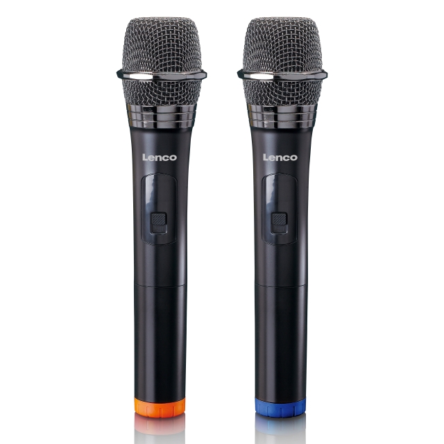 Lenco Set of 2 wireless microphones with portable battery powered receiver