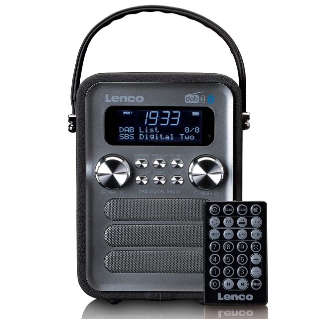 Lenco Portable DAB+ FM Radio with Bluetooth® and AUX-input, rechargeable battery Black