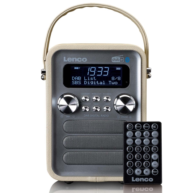 Lenco Portable DAB+ FM Radio with Bluetooth® and AUX-input, rechargeable battery Taupe