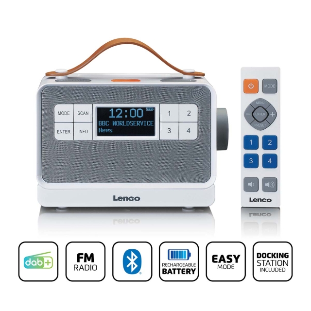 Lenco Portable FM/DAB+ radio with big buttons and "Easy Mode" function White