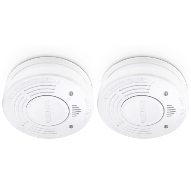 Alecto Smoke detector with 10 year battery + hush 2 pack