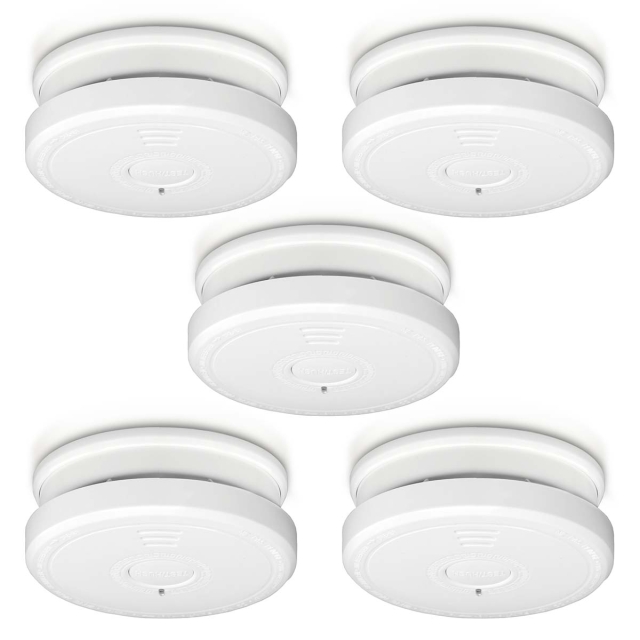 Alecto Smoke detector with hush button 5-pack White