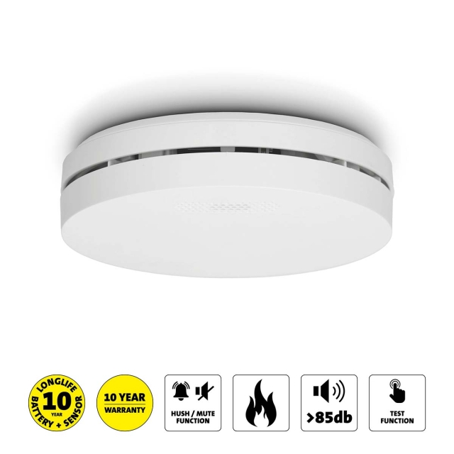 Alecto Design smoke detector with 10 year battery White