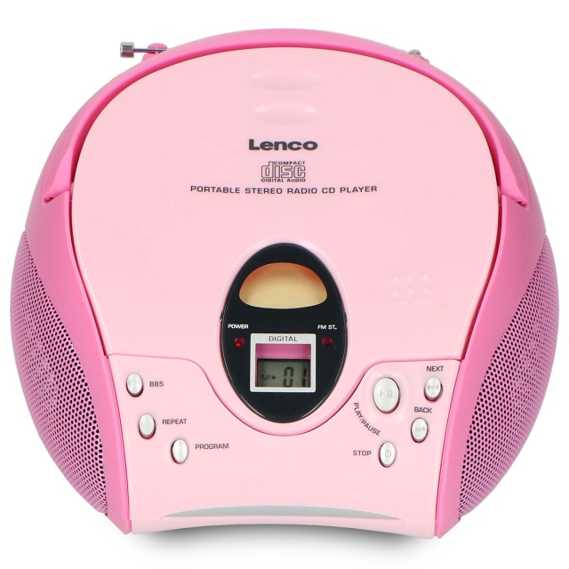 Lenco Portable stereo FM radio with CD player Pink