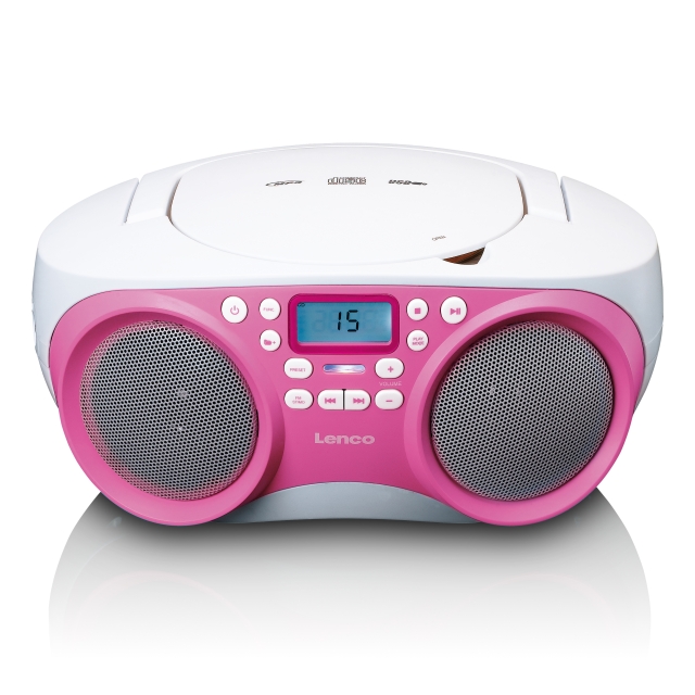 Lenco Portable FM Radio/CD/MP3 and USB player Pink