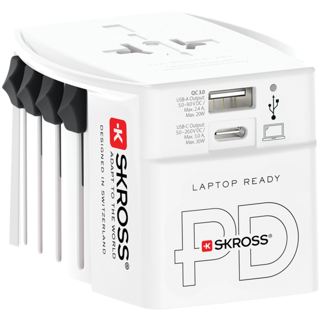 SKROSS World Travel Adapter MUV USB AC30PD USB-A+USB-C PD 30W Ungrounded