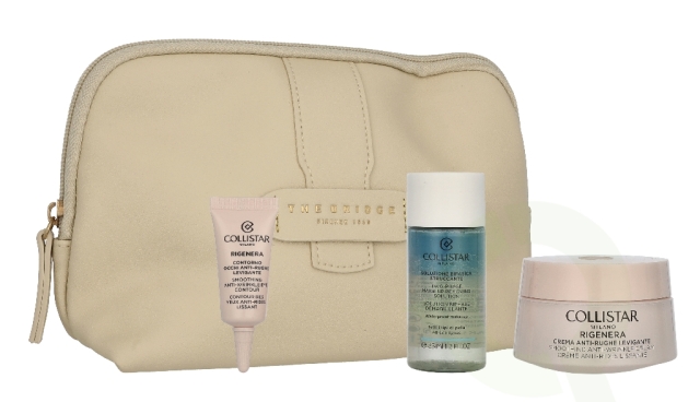 Collistar Rigenera Set 90 ml Rigenera Smoothing Anti-Wrinkle Cream 50 ml / Mini Bifase Cleanser 35 ml / Mini Rigenera Eye Contour 5 ml / Pouch