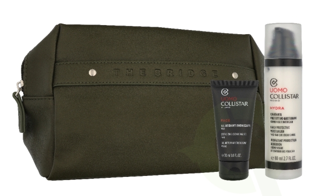 Collistar Uomo Set 110 ml Daily Protective Moisturizer 80 ml / Mini Energizing Cleansing Gel 30 ml  / Pouch