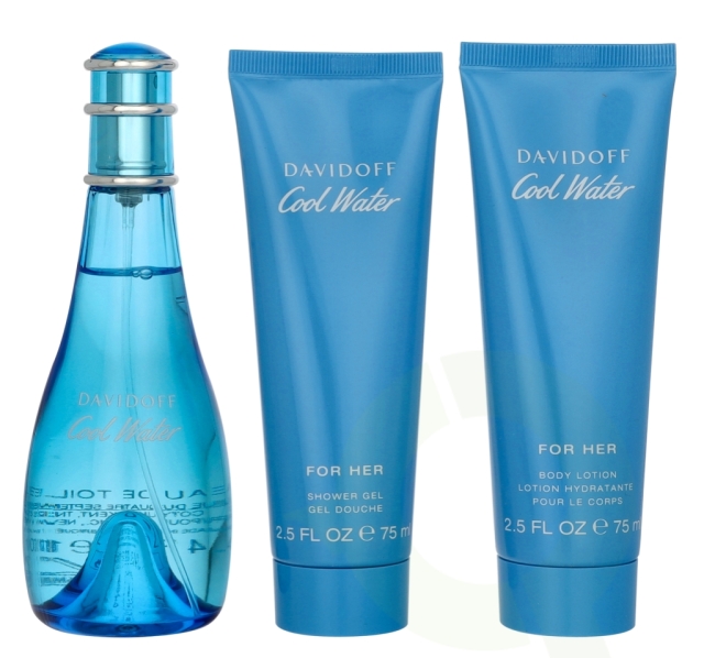 Davidoff Cool Water Woman Giftset 250 ml Edt Spray 100ml/Body Lotion 75ml/Shower Gel 75ml
