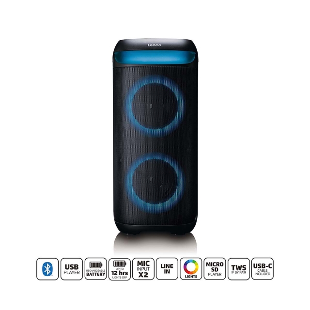 Lenco Bluetooth® Party Speaker Built-in Lights
