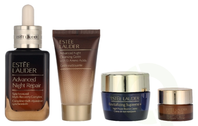 Estee Lauder The Lift + Glow Routine Set 100 ml Advanced Night Repair Serum 50ml /Advanced Night Repair Cleansing Gelée 30ml+ Revitalizing Supreme+ Bounce Night Creme 15ml  + Advanced Night Repair Eye Supercharged Gel-Creme 5ml