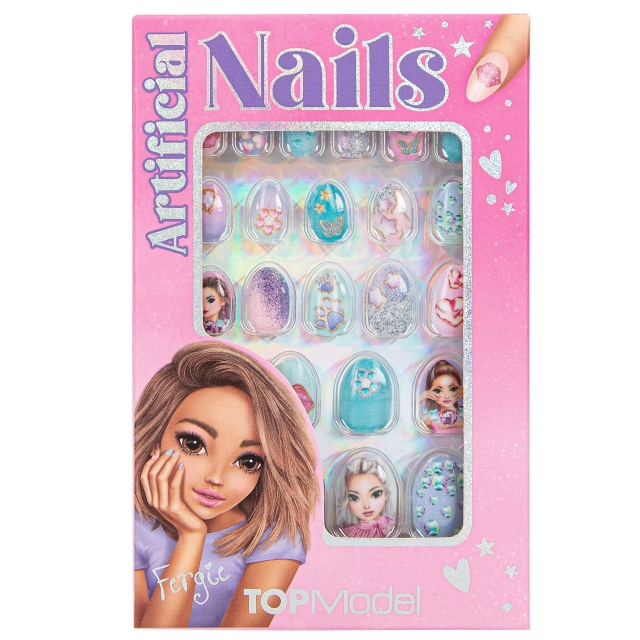TOPModel Artificial Nails Glitter BEAUTY and ME - Turquoise and Pink