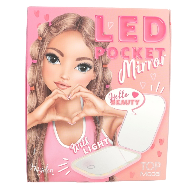 TOPModel Foldable Pocket Mirror with LED - pink