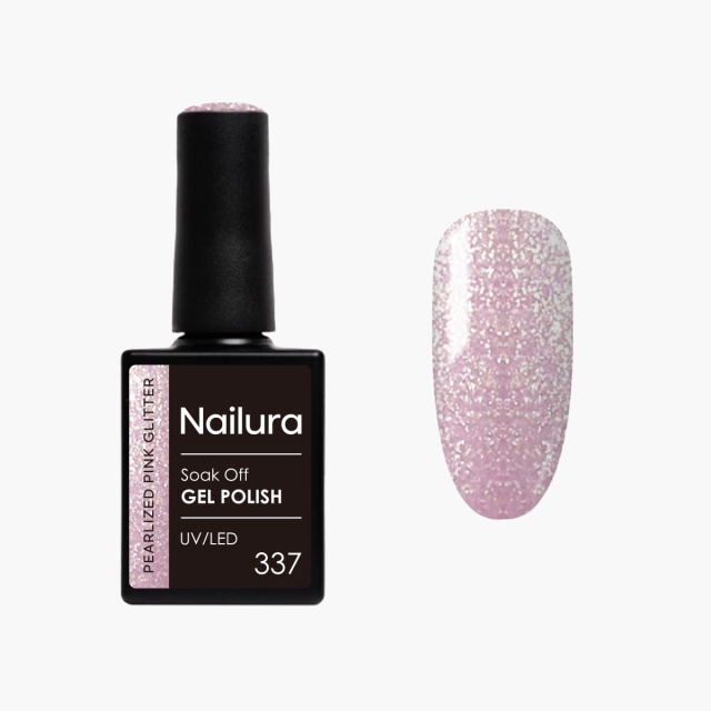Nailura Gel Polish 337 - Pearlized Pink Glitter - 10 ml