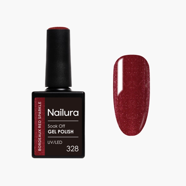 Nailura Gel Polish 328 - Bordeaux Red Sparkle - 10 ml