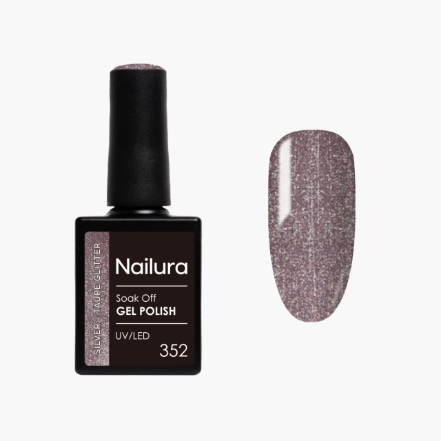 Nailura Gel Polish 352 - Silver Taupe Glitter - 10 ml