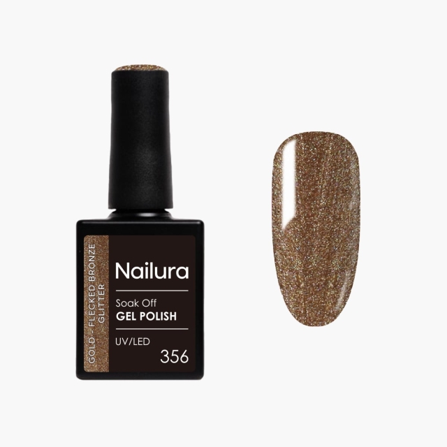 Nailura Gel Polish 356 - Gold Flecked Bronze Glitter - 10 ml