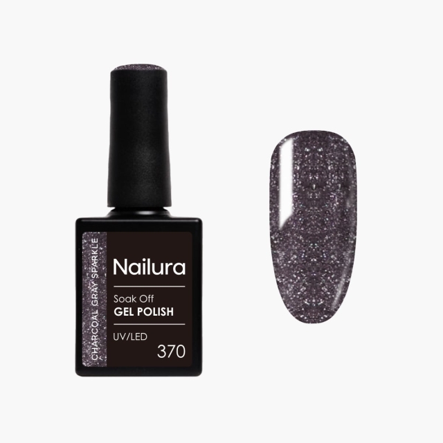 Nailura Gel Polish 370 - Charcoal Gray Sparkle - 10 ml