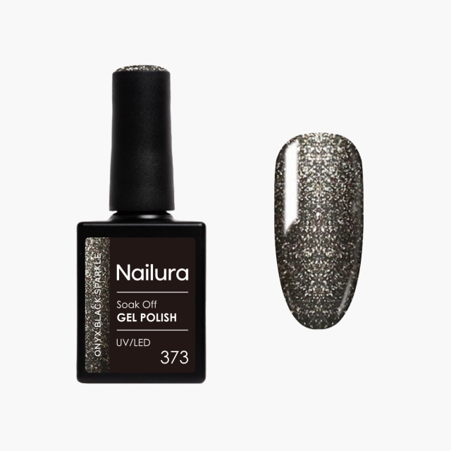 Nailura Gel Polish 373 - Onyx Black Sparkle - 10 ml