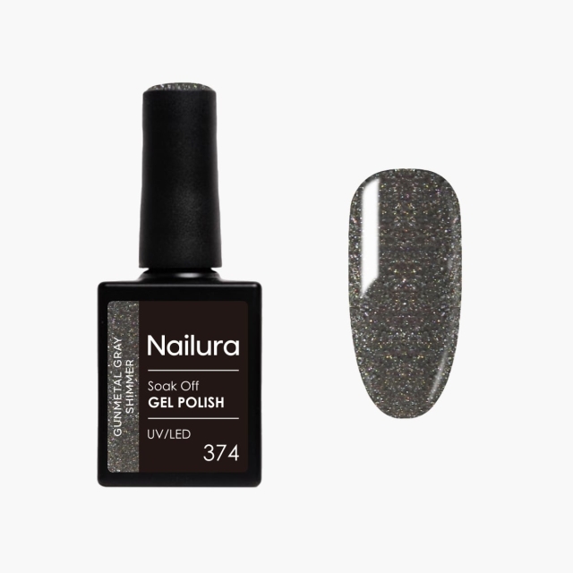 Nailura Gel Polish 374 - Gunmetal Gray Shimmer - 10 ml