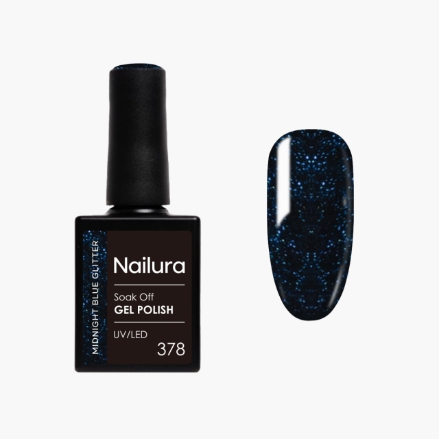 Nailura Gel Polish 378 - Midnight Blue Glitter - 10 ml