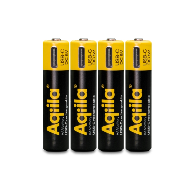 Aqiila - USB-C Rechargeable Battery - Size AAA - 600 mAh - 4 pack