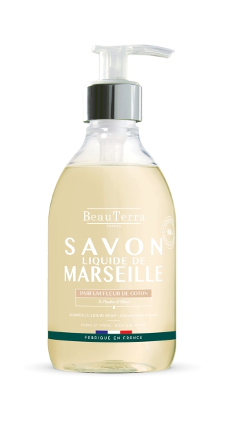 BeauTerra Marseille Liquid Soap - Cotton Flower - 300 ml