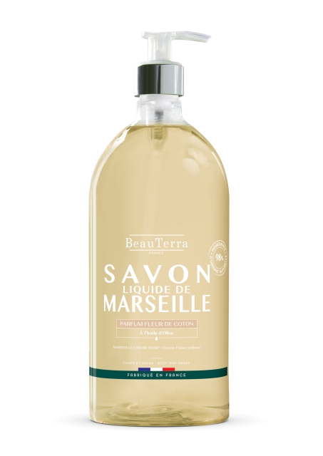BeauTerra Marseille Liquid Soap - Cotton Flower - 1L