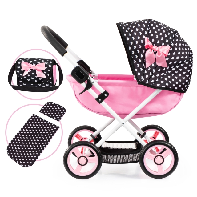 Bayer Dolls Pram Cosy - Black/Pink (12760AA)