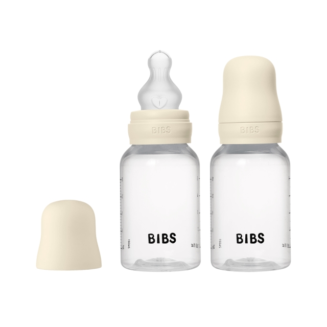 BIBS Baby Bottle Round Silicone 2 Pack - Ivory - 150 ml