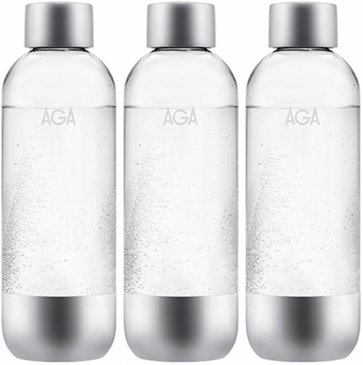 3-pack AGA AQVIA Stål 1L, PET-flaska in the group HOME, HOUSEHOLD & GARDEN / Household appliances / Water & Juice / Carbonation machines / Accessories at TP E-commerce Nordic AB (38-11697PKT)