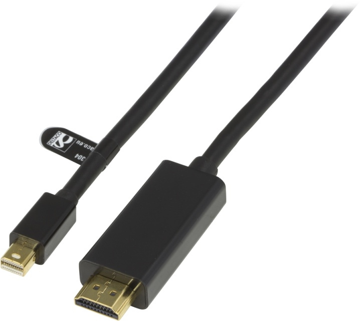 DELTACO mini DisplayPort to HDMI cable with audio, Full HD @60Hz, 1m, in the group COMPUTERS & PERIPHERALS / Computer cables / DisplayPort / Cables at TP E-commerce Nordic AB (38-11726)