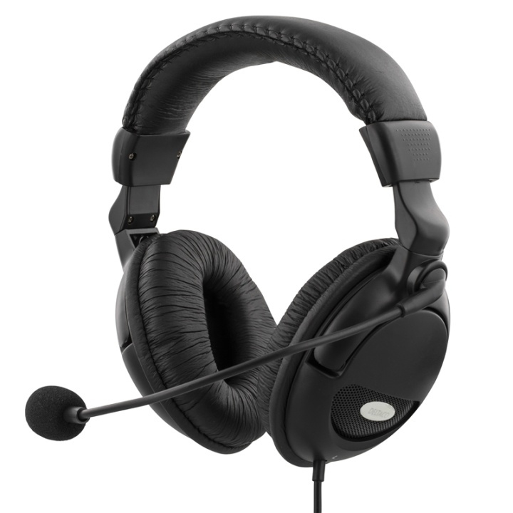 DELTACO headset med mikrofon och volymkontroll 2m kabel, svart in the group COMPUTERS & PERIPHERALS / Computer accessories / Headset at TP E-commerce Nordic AB (38-1235)