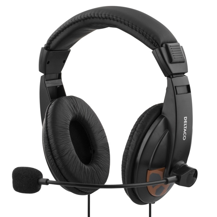 DELTACO Stereo Headset, around ear, volume control, 2x 3,5mm, black in the group COMPUTERS & PERIPHERALS / Computer accessories / Headset at TP E-commerce Nordic AB (38-1258)