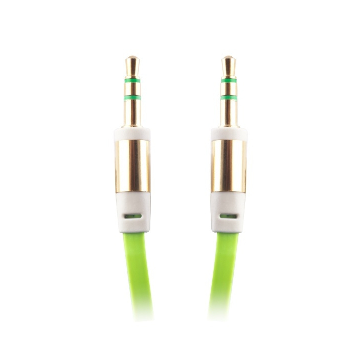 Flat and tangle-free AUX cable 3.5mm ha - 3.5mm ha, 1m (Green) in the group HOME ELECTRONICS / Cables & Adapters / Audio analog / 3.5 mm at TP E-commerce Nordic AB (38-13479)