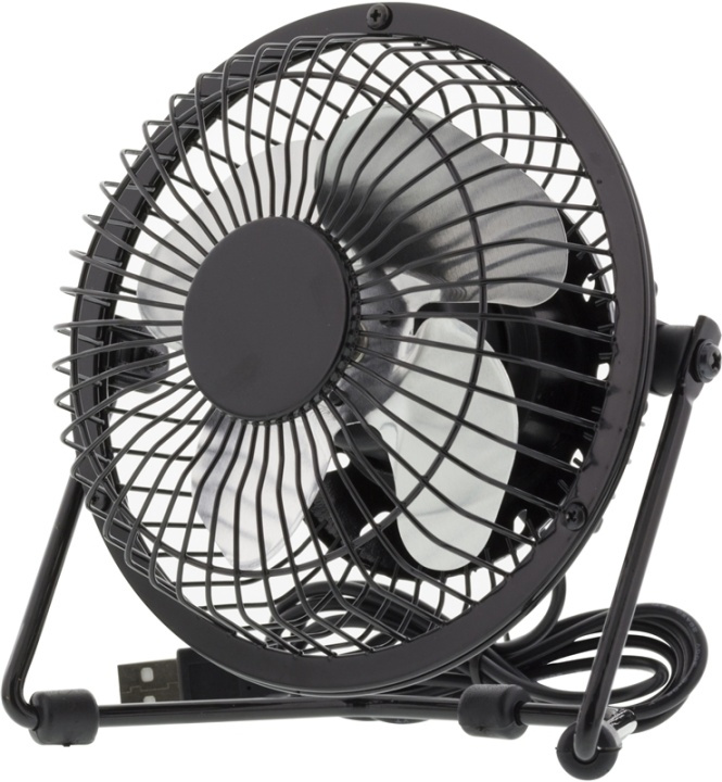 DELTACO USB-fläkt, bordsmodell, aluminium, svart in the group HOME, HOUSEHOLD & GARDEN / Fans & Climate products / Table fans at TP E-commerce Nordic AB (38-15236)