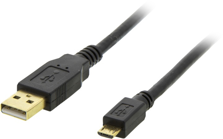 DELTACO USB 2.0 kabel Typ A ha - Typ Micro B ha, 5-pin, 1m, svart in the group SMARTPHONE & TABLETS / Chargers & Cables / Cables / Cables microUSB at TP E-commerce Nordic AB (38-15358)