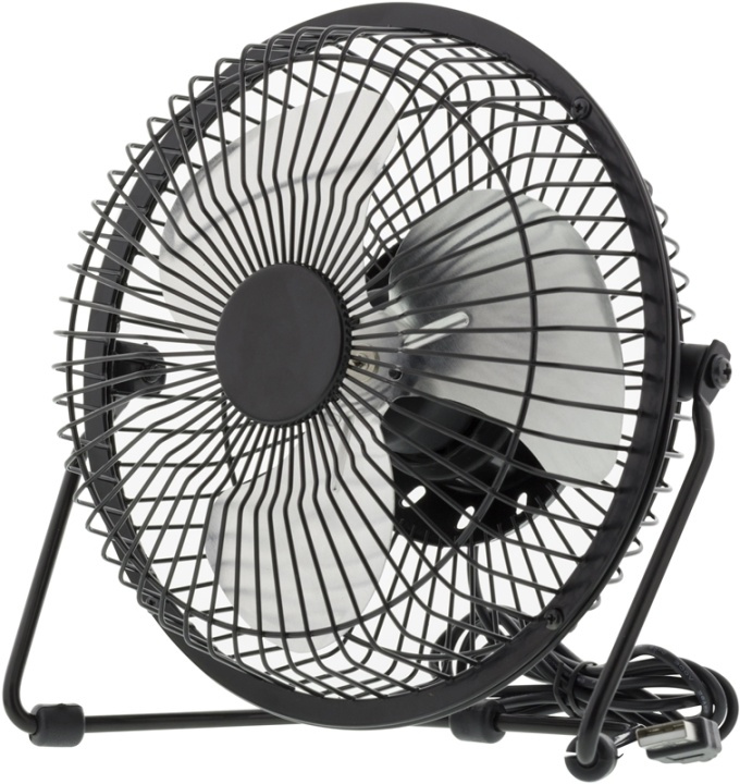 DELTACO USB-fläkt, bordsmodell, aluminium, svart in the group HOME, HOUSEHOLD & GARDEN / Fans & Climate products / Table fans at TP E-commerce Nordic AB (38-15445)