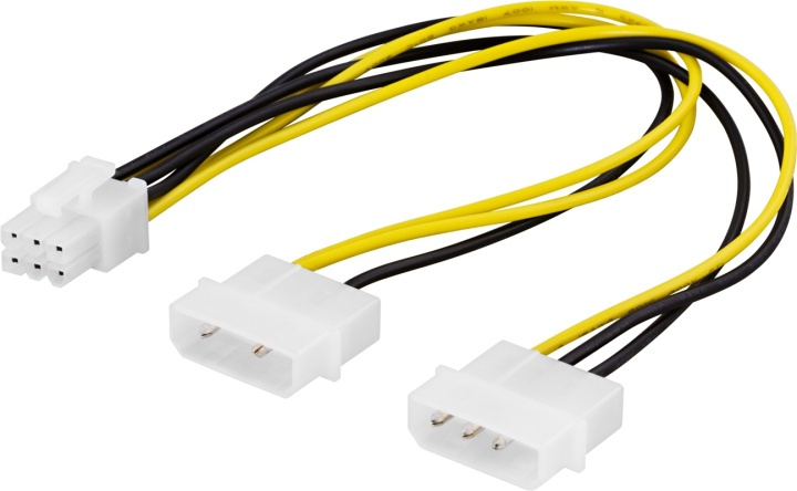 DELTACO adapterkabel 2x4-pin till 6-pin PCI-Express, 25cm in the group COMPUTERS & PERIPHERALS / Computer cables / Internal / Power cables & Adapters at TP E-commerce Nordic AB (38-16255)