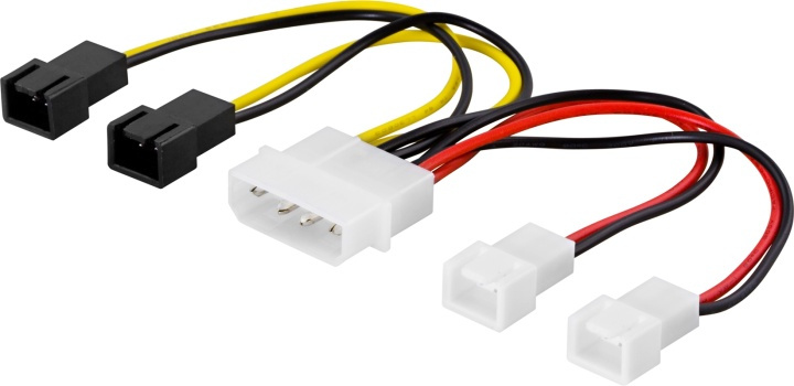 DELTACO adapterkabel för fläktar, från 4-pin till 4x3-pin in the group COMPUTERS & PERIPHERALS / Computer cables / Internal / Power cables & Adapters at TP E-commerce Nordic AB (38-16260)