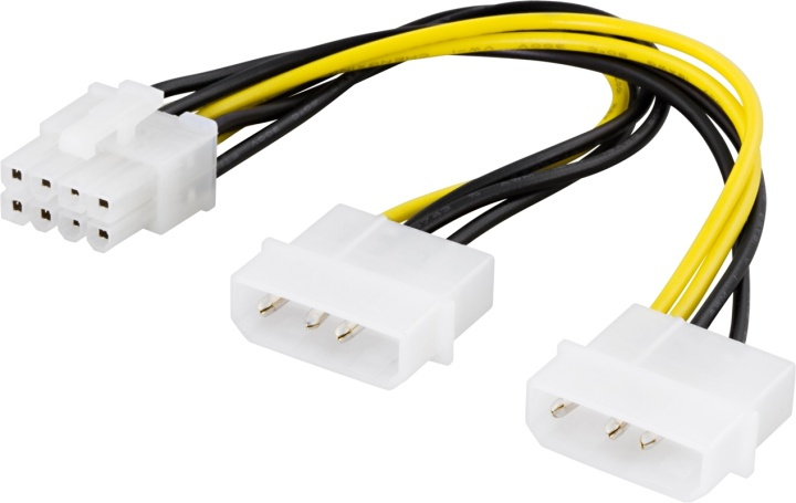 DELTACO adapterkabel, 2xMolex 4-pin till 8-pin PCI-Express, 30 cm in the group COMPUTERS & PERIPHERALS / Computer cables / Internal / Power cables & Adapters at TP E-commerce Nordic AB (38-16261)