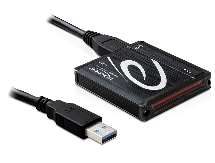 DeLOCK minneskortläsare, USB 3.0, microSD/SDHC/SDXC, CF, MS. MMC in the group HOME ELECTRONICS / Storage media / Memory card reader at TP E-commerce Nordic AB (38-16542)