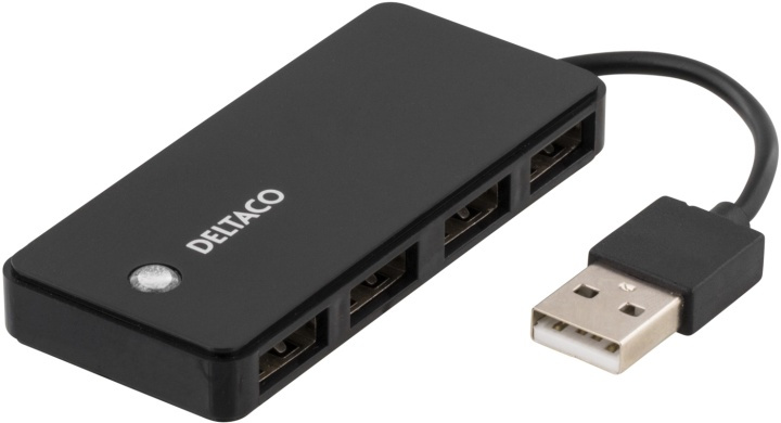 DELTACO USB 2.0 hub, 4x USB-A, black in the group COMPUTERS & PERIPHERALS / Computer accessories / USB-Hubs at TP E-commerce Nordic AB (38-16613)