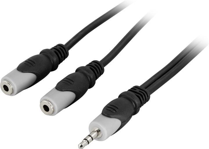 DELTACO Ljudkabel, 1x3,5mm ha - 2x3,5mm ho, 0,5 m in the group HOME ELECTRONICS / Cables & Adapters / Audio analog / 3.5 mm at TP E-commerce Nordic AB (38-16668)