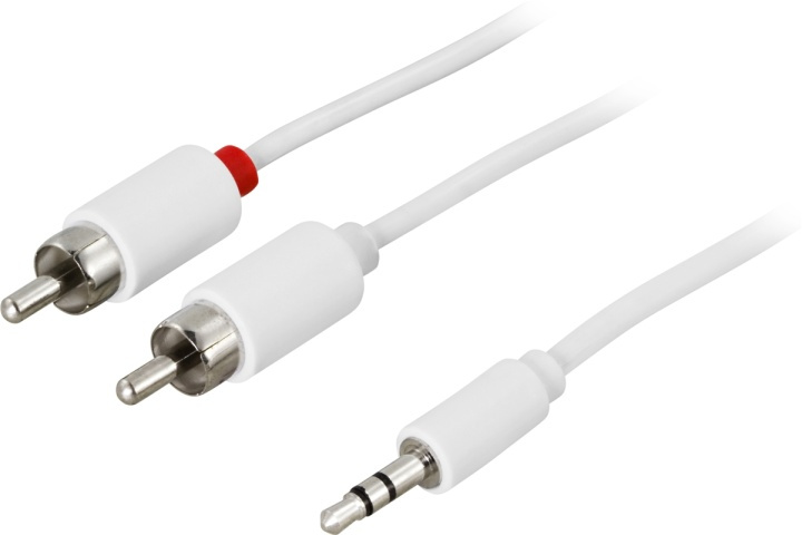 DELTACO Ljudkabel 3,5mm ha - 2xRCA ha 0,5m, vit in the group HOME ELECTRONICS / Cables & Adapters / RCA / Cables at TP E-commerce Nordic AB (38-16690)