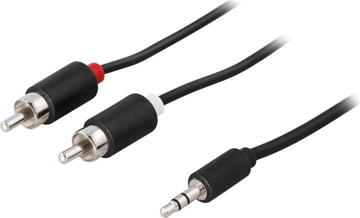 DELTACO Ljudkabel 3,5mm ha - 2xRCA ha 5m, svart in the group HOME ELECTRONICS / Cables & Adapters / RCA / Cables at TP E-commerce Nordic AB (38-16700)