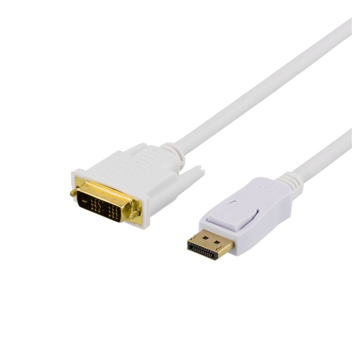 DELTACO DisplayPort to DVI cable, 20-pin male - male, 1m, white in the group COMPUTERS & PERIPHERALS / Computer cables / DisplayPort / Cables at TP E-commerce Nordic AB (38-16738)