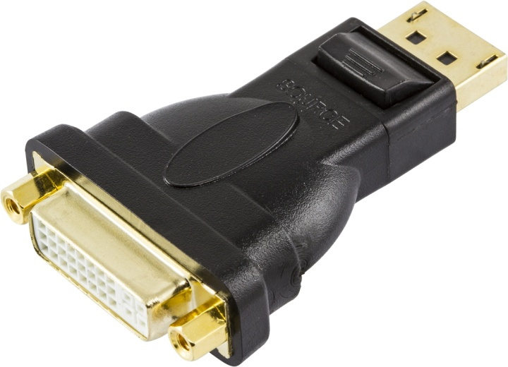 DELTACO DisplayPort to DVI-I Dual Link adapter, black in the group COMPUTERS & PERIPHERALS / Computer cables / DisplayPort / Adapters at TP E-commerce Nordic AB (38-16751)